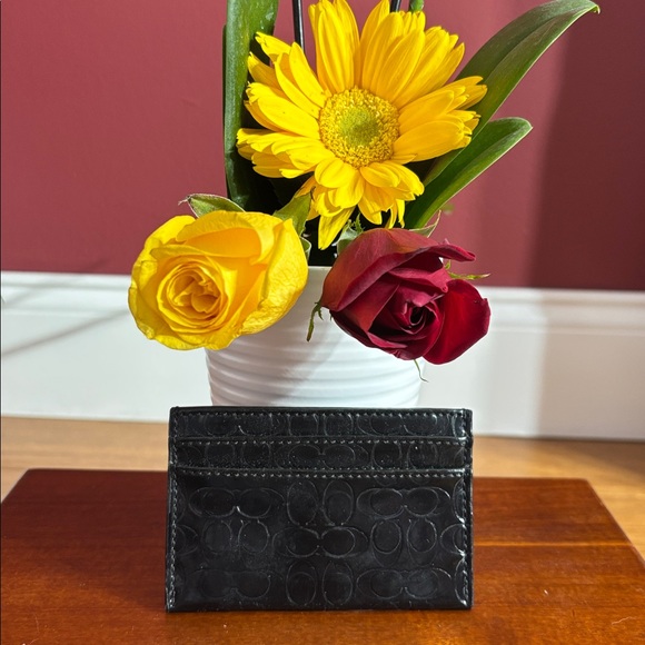 Coach Black Embossed Card Holder - Picture 2 of 5
